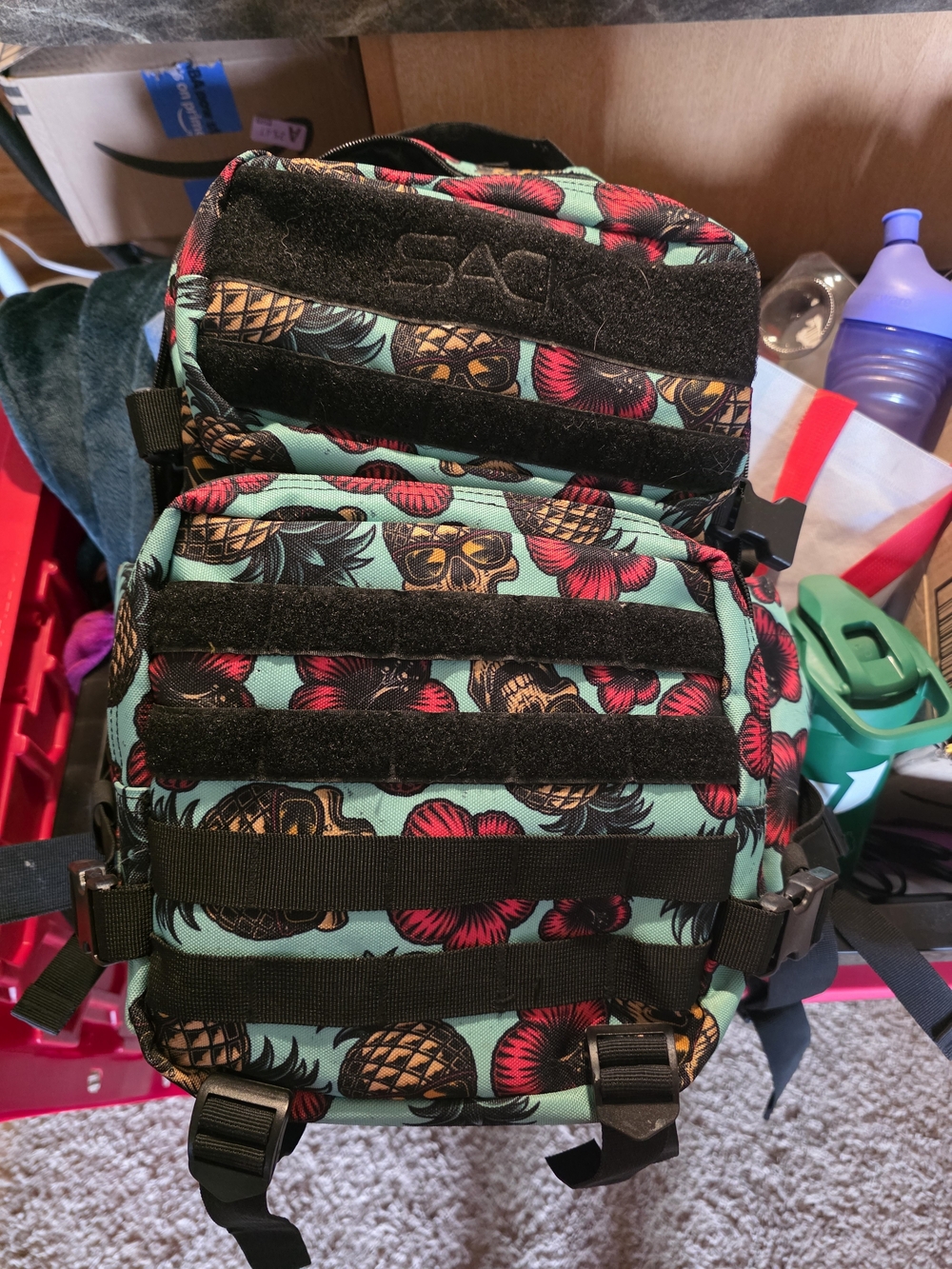 Combat Iron - Sack Teal Pineapple & Skull Tactical Backpack